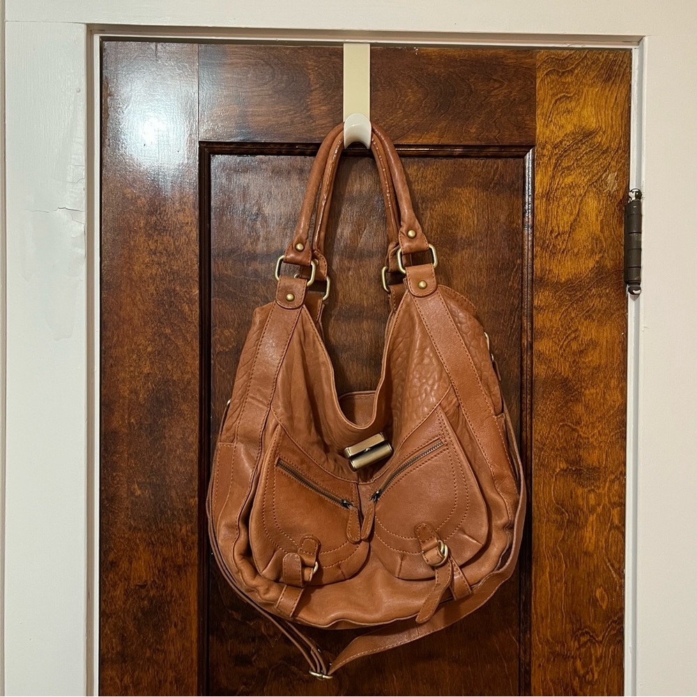 Dune London slouchy brown leather saddle bag/ crossbody/ shoulder bag